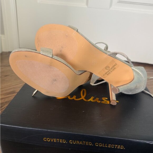 Aimee Champagne Metallic Lace-Up Heels (7.5) - New - Picture 3 of 8